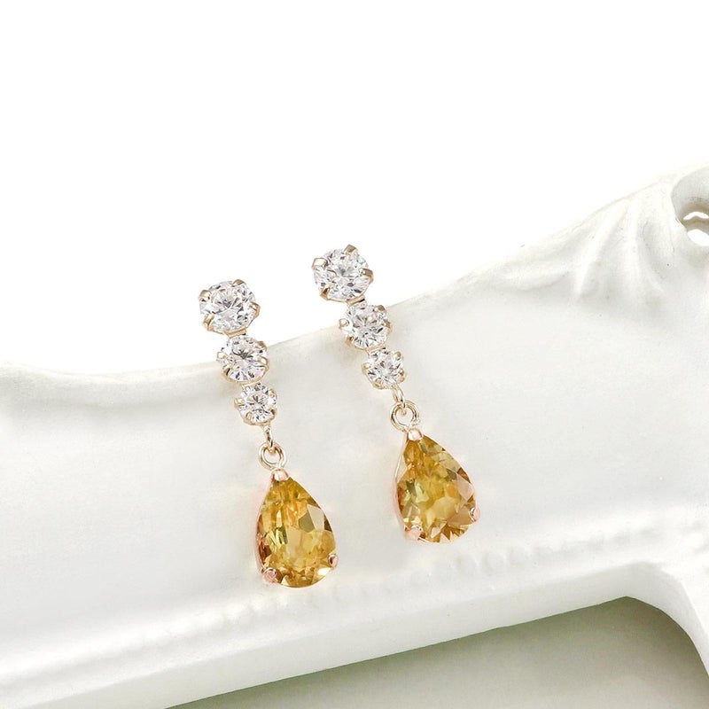 K10YG キュービックジルコニア＆シトリンピアス_02