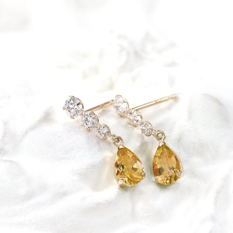 K10YG キュービックジルコニア＆シトリンピアス_10