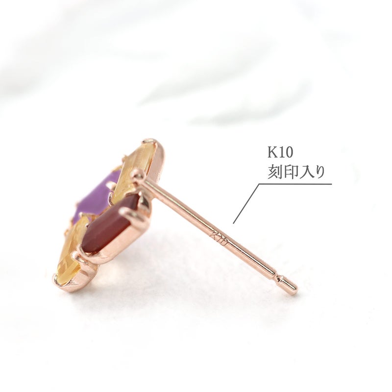 K10PG ガーネット＆シトリン＆アメジスト ピアス_05