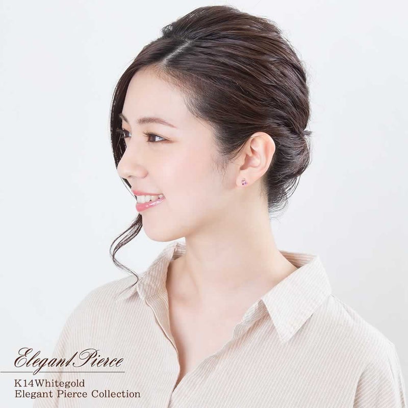 K14WG ピンクトルマリン&ルビー&アメジスト ピアス 10月 誕生石_04