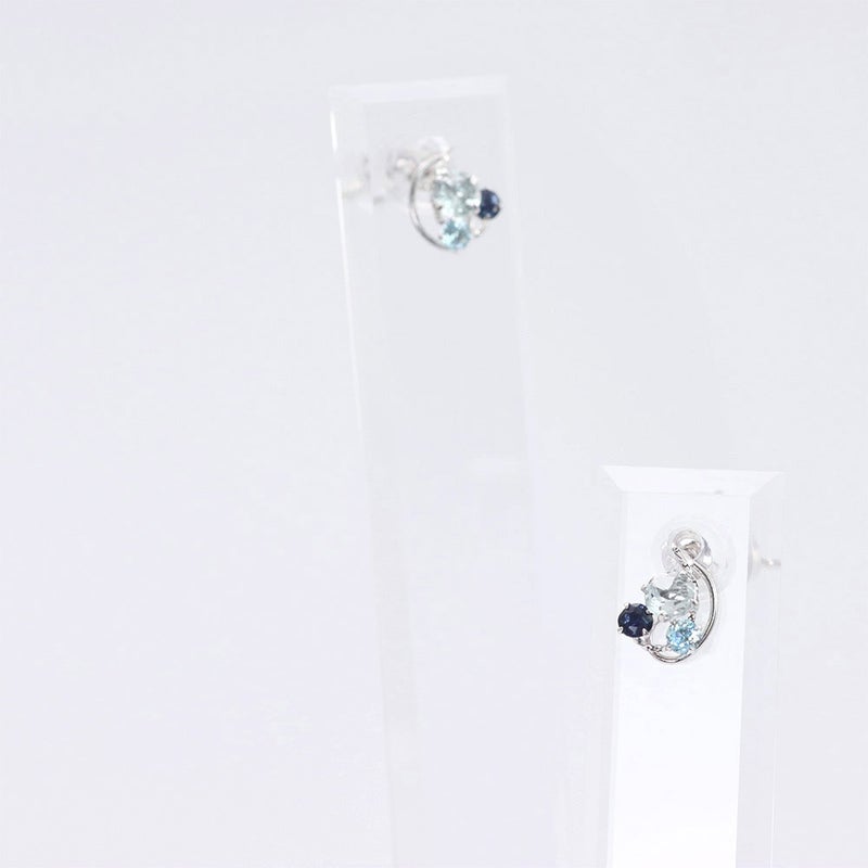 K14WG アクアマリン&ブルートパーズ&サファイア ピアス  9月の誕生石_04