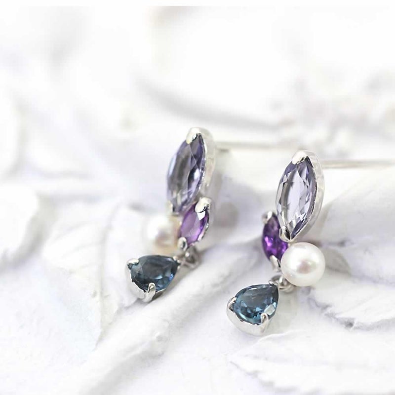 K14WG アメジスト&トパーズ&アイオライト&淡水真珠 ピアス_02