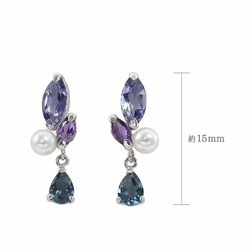 K14WG アメジスト&トパーズ&アイオライト&淡水真珠 ピアス_04