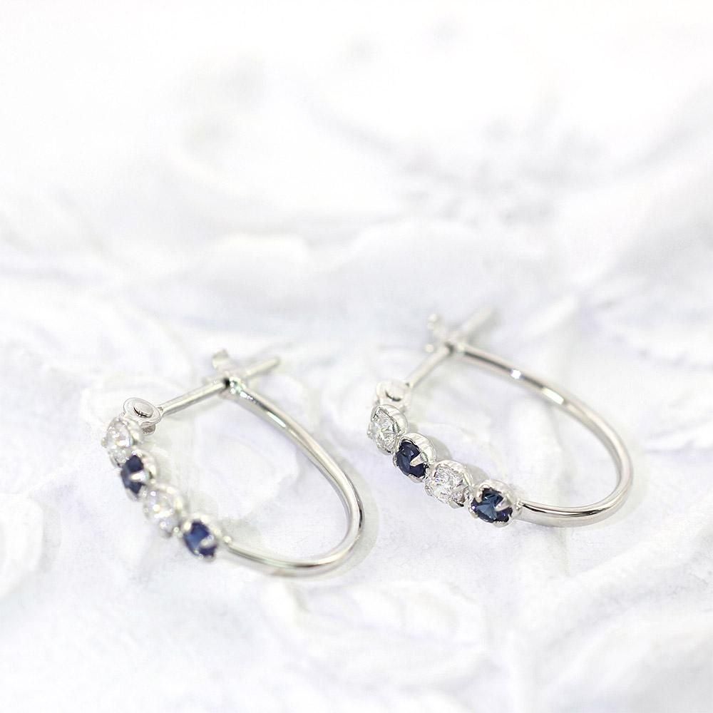 K14WG ルビーorサファイアorブルートパーズ フープピアス_02