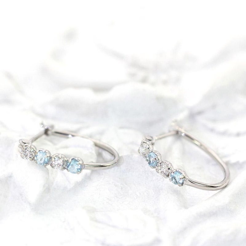 K14WG ルビーorサファイアorブルートパーズ フープピアス_10