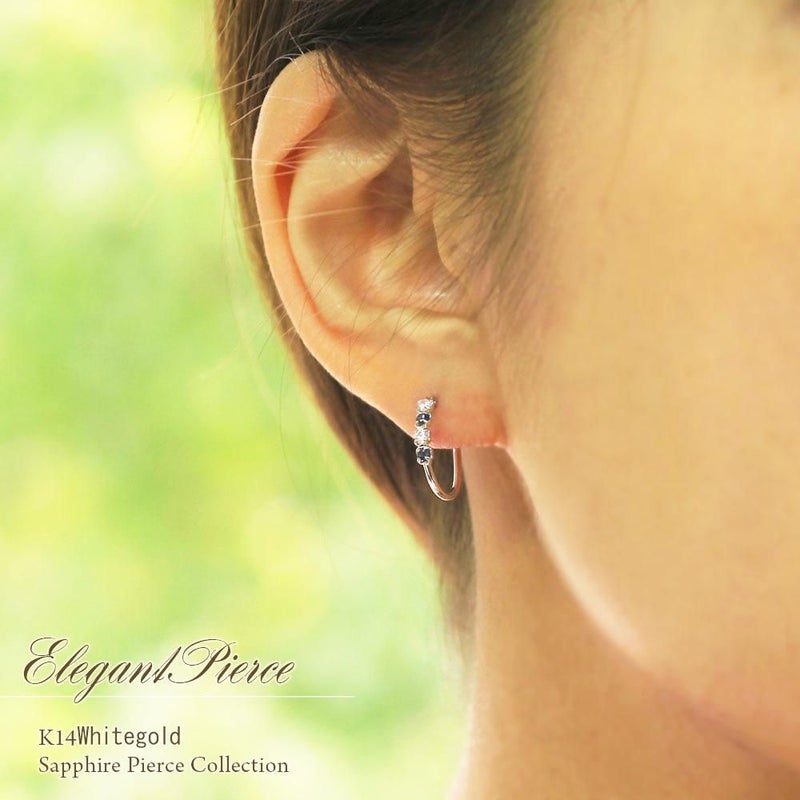 K14WG ルビーorサファイアorブルートパーズ フープピアス_13