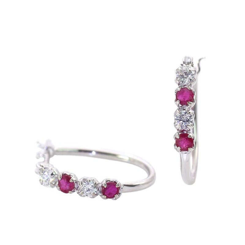 K14WG ルビーorサファイアorブルートパーズ フープピアス_21