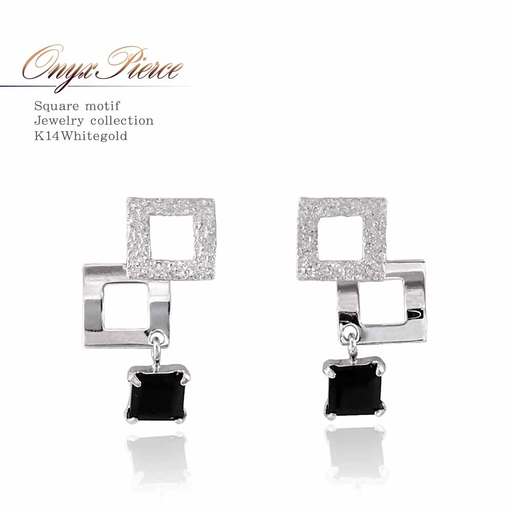 K14WG オニキス ピアス_01