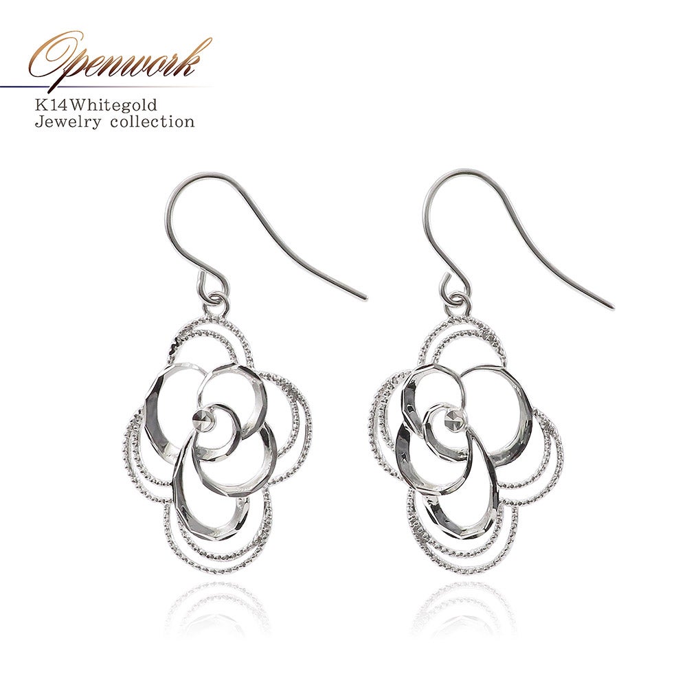 K14WG フラワー フックピアス_01