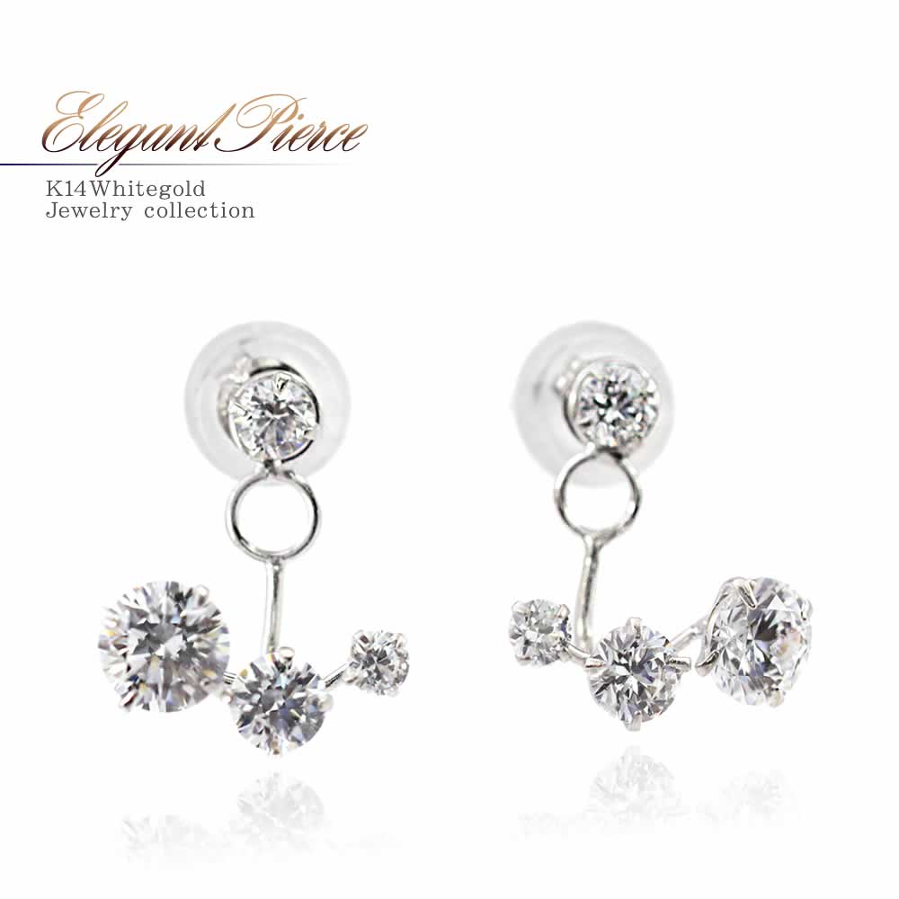 K14WG 2WAY スーパーキュービックジルコニア ピアス_01