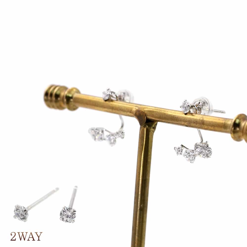 K14WG 2WAY スーパーキュービックジルコニア ピアス_02