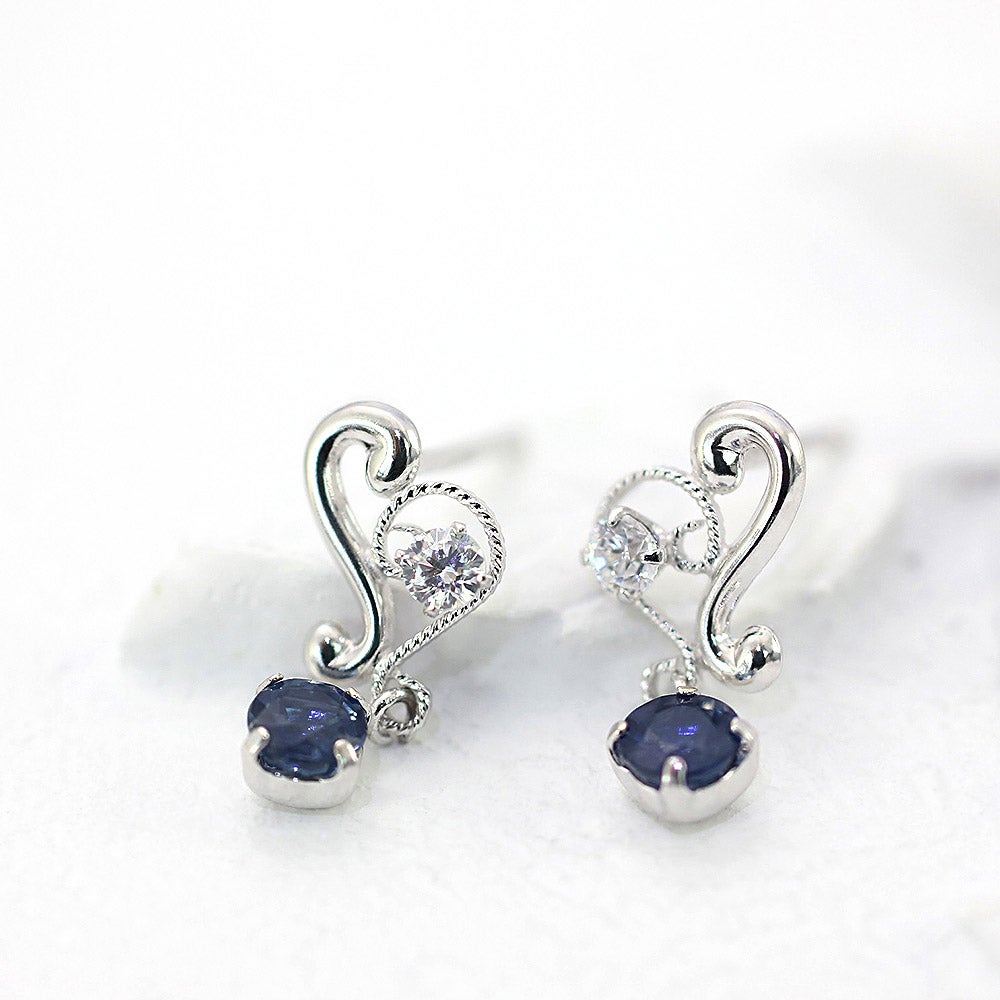 K14WG ハートピアス K14WG サファイア ハートピアス 9月の誕生石 | Jewelry ROLA