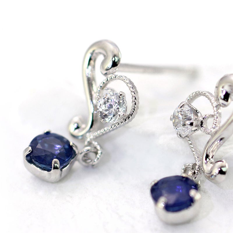 K14WG サファイア ハートピアス 9月の誕生石_04