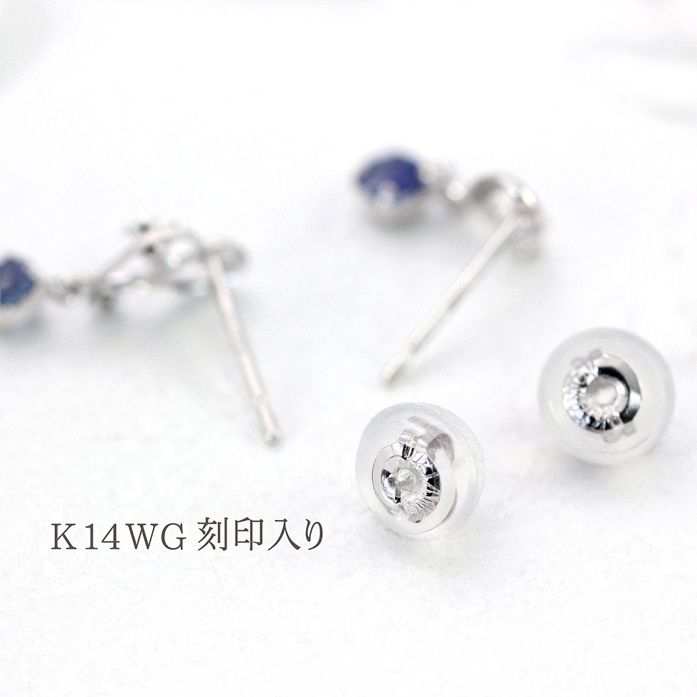 K14WG サファイア ハートピアス 9月の誕生石 | Jewelry ROLA
