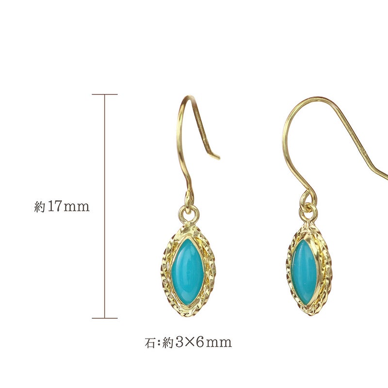 K14YG ターコイズ(トルコ石) フックピアス_05