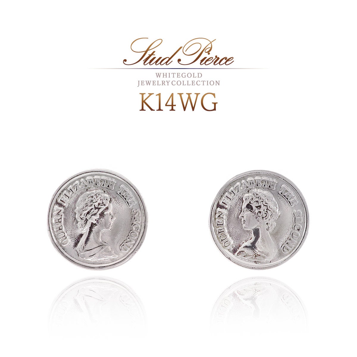 K14WG コインモチーフ ピアス_01