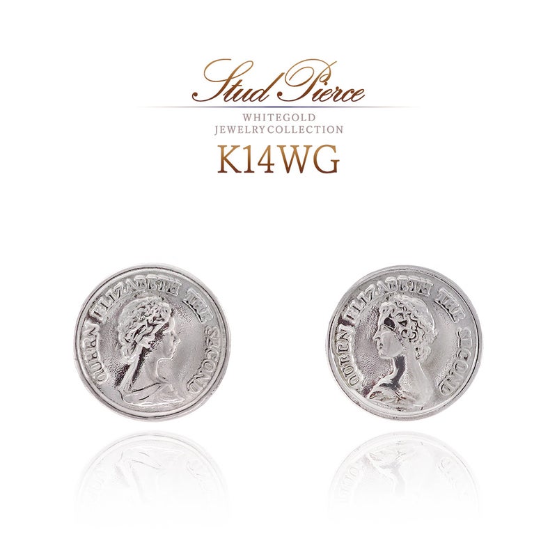 K14WG コインモチーフ ピアス_01