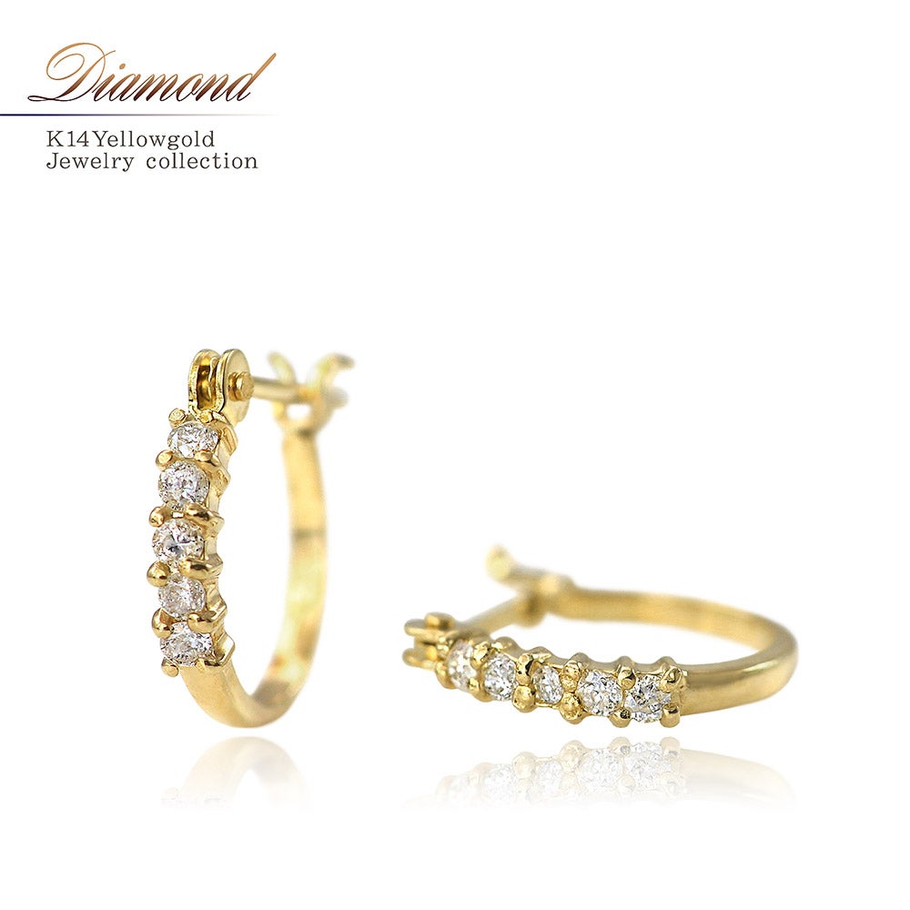 K14YG ダイヤモンド フープピアス_01