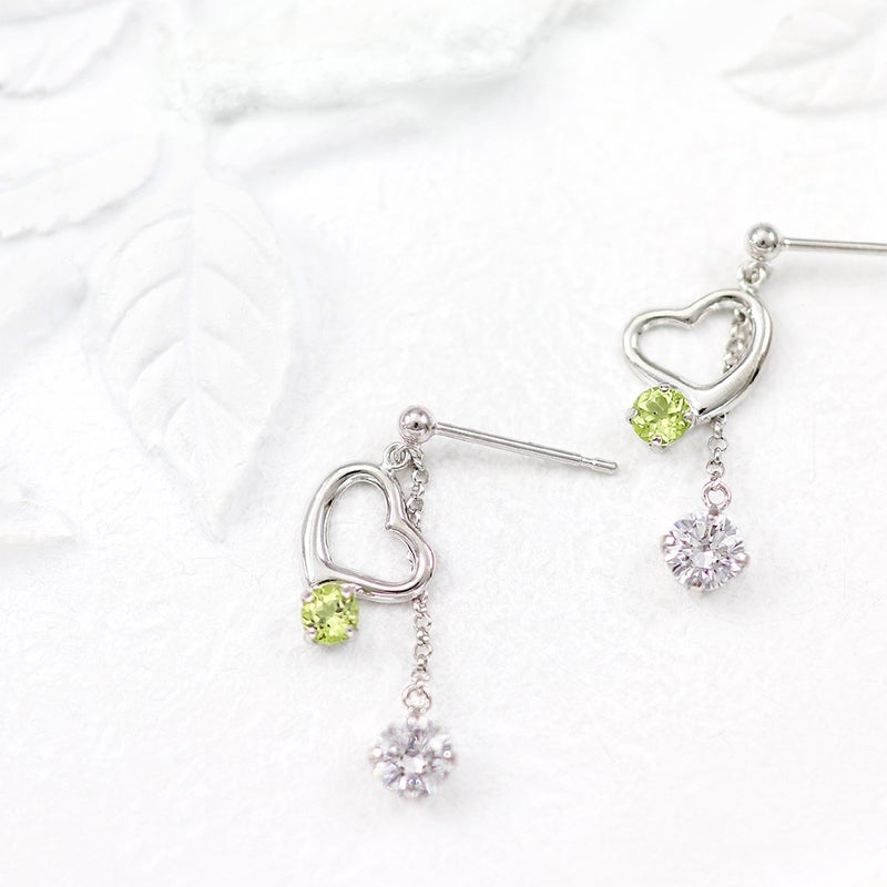 K14WG ペリドット ハートピアス_11