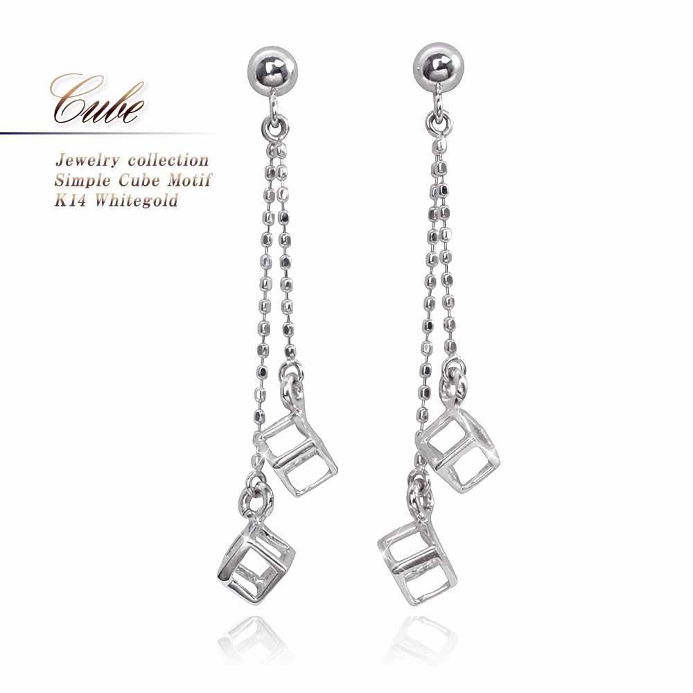 K14WG キューブ ロングピアス_01