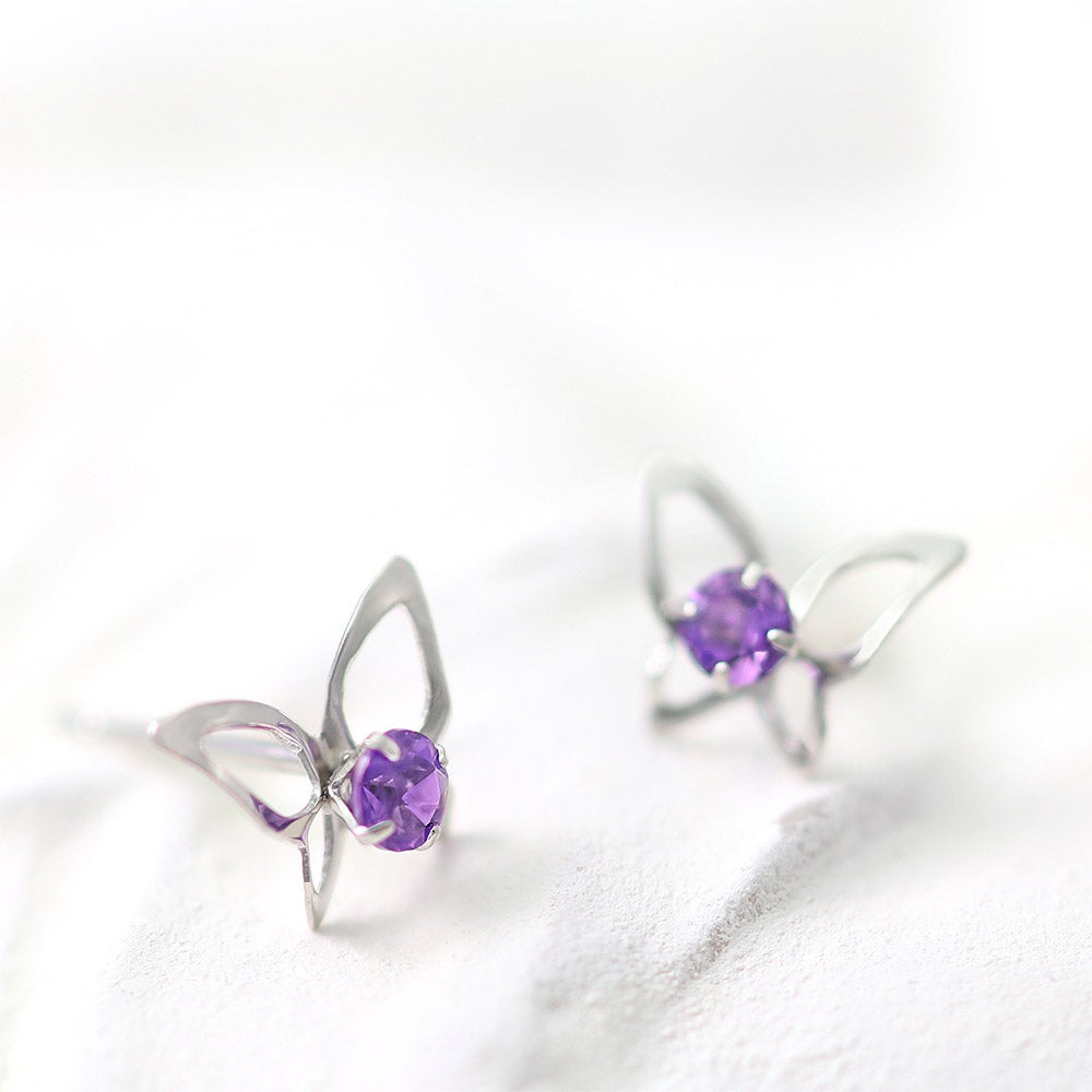 K14WG アメジスト バタフライ ピアス_09