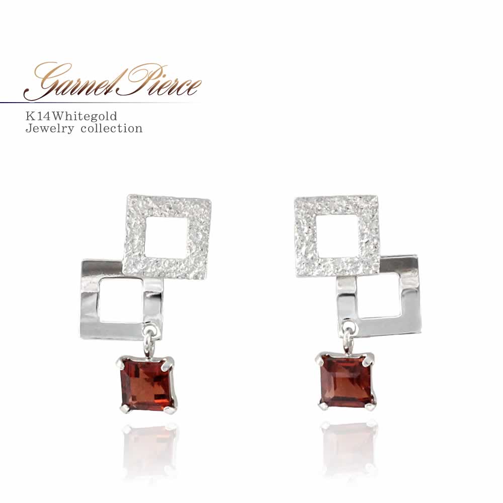 K14WG ガーネット ピアス_01