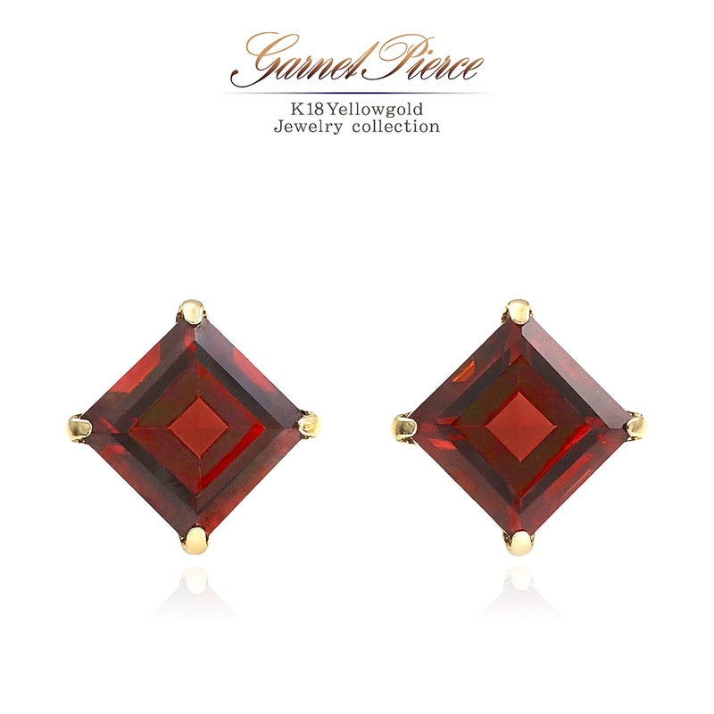 K18YG ガーネット ひし形ピアス_01