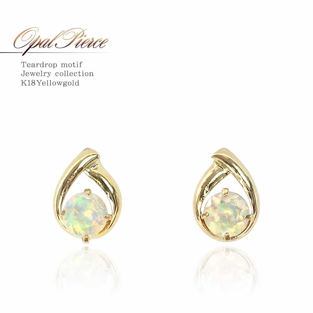 K18YG エチオピアオパール ピアス 10月誕生石_01