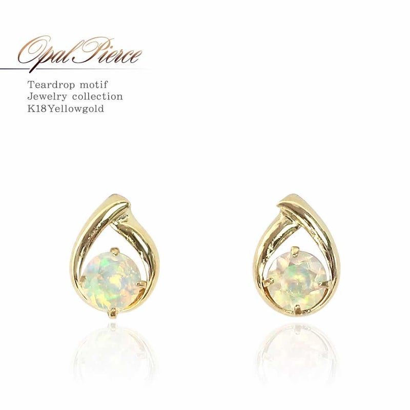 K18YG エチオピアオパール ピアス 10月誕生石_01
