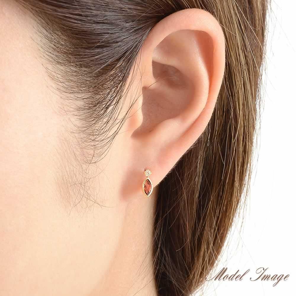 K18YG ガーネット＆ホワイトトパーズ ピアス 11月の誕生石_05