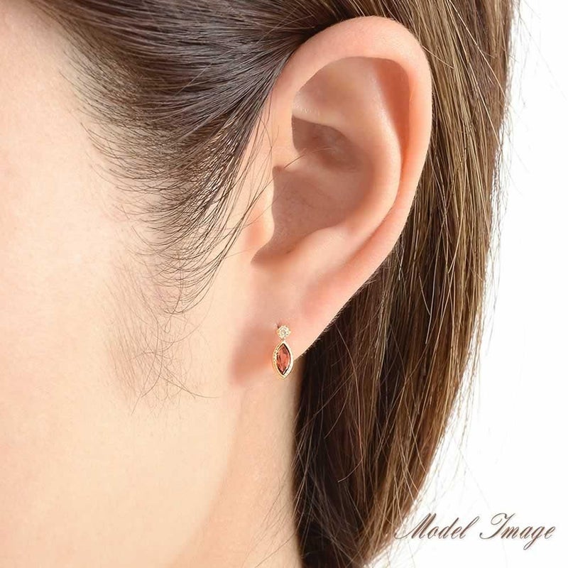 K18YG ガーネット＆ホワイトトパーズ ピアス 11月の誕生石_05