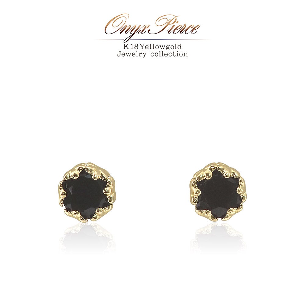 K18YG オニキス ピアス_01