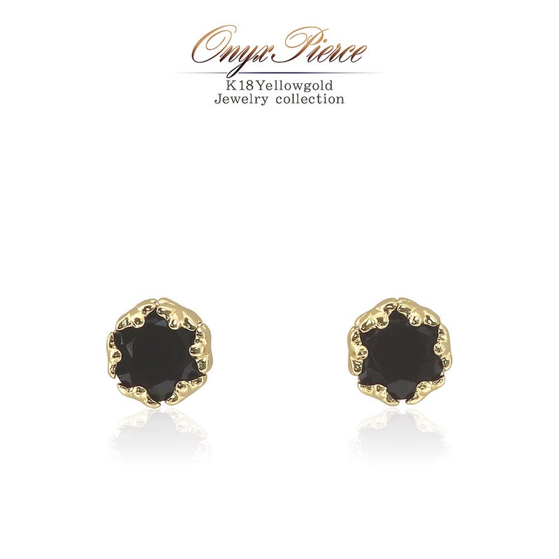 K18YG オニキス ピアス_01