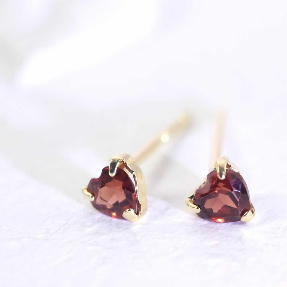 K18YG ガーネット ハートピアス_02