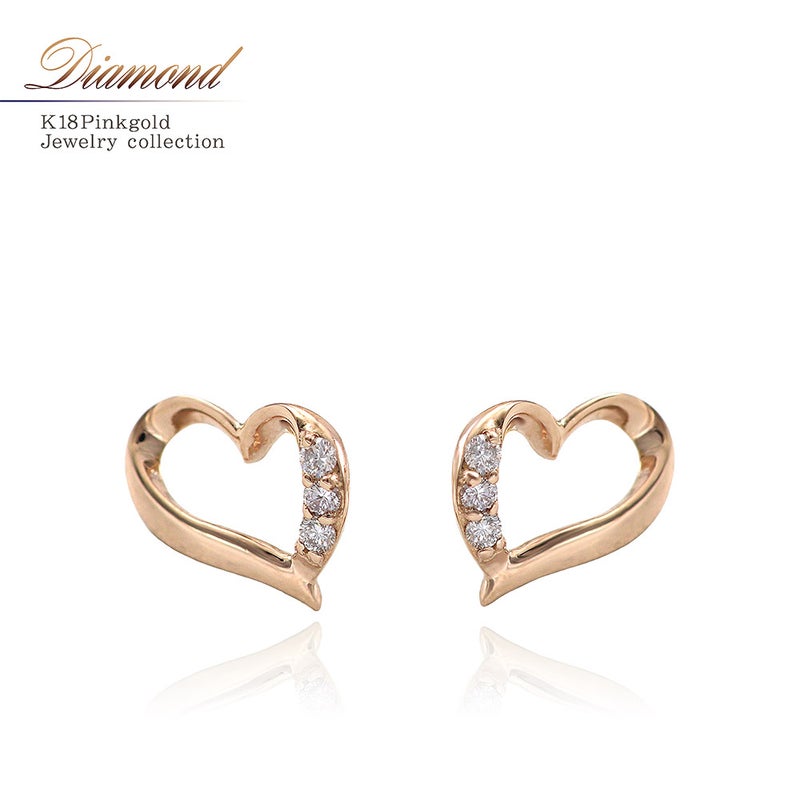 K18PG ダイヤモンド ハートピアス_01