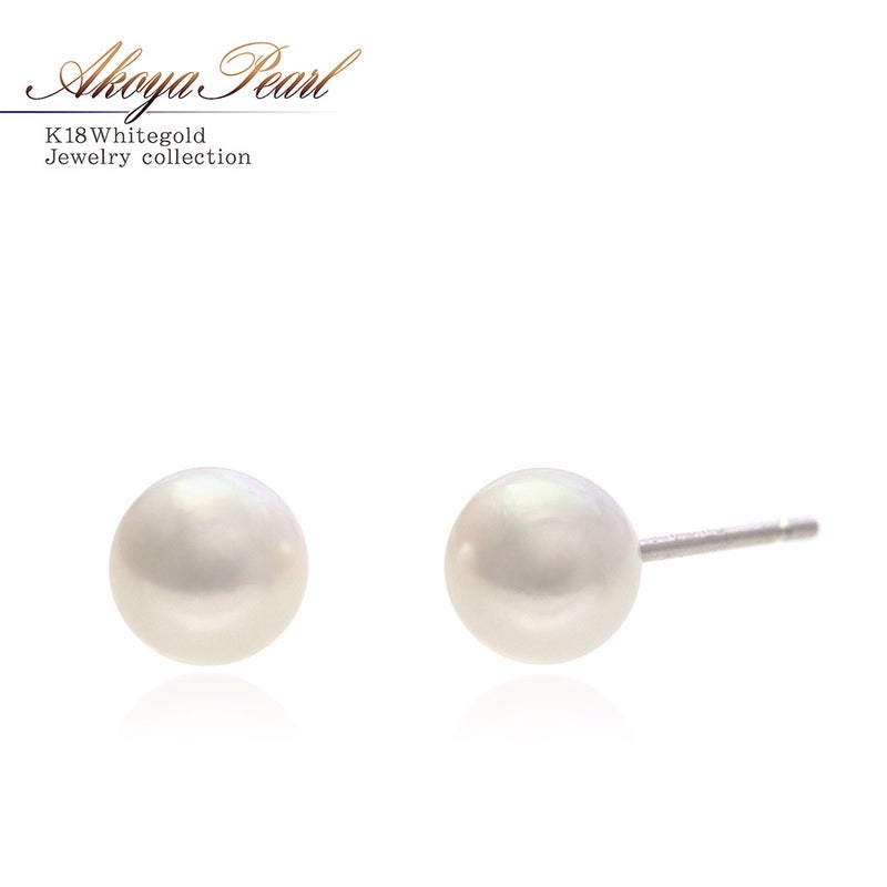 K18WG アコヤ真珠 約5mm ピアス_01