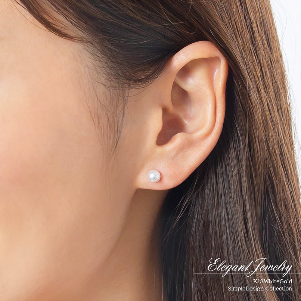 K18WG アコヤ真珠 約5mm ピアス_11