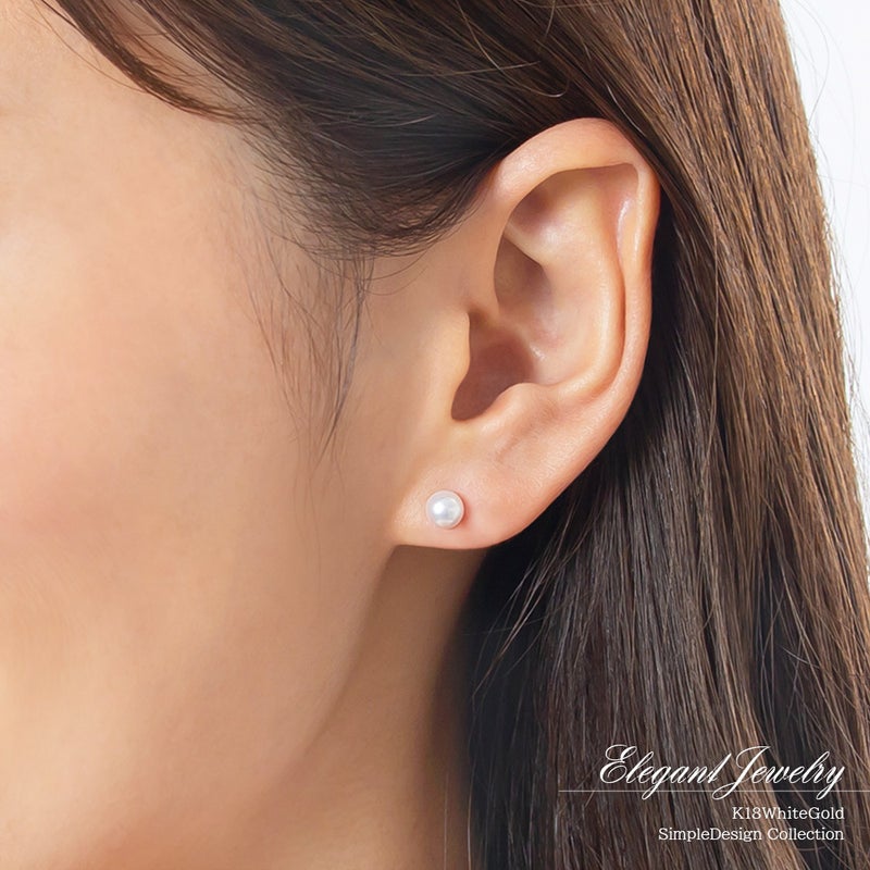 K18WG アコヤ真珠 約5mm ピアス_11