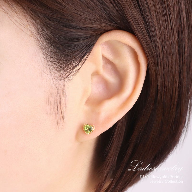 K18YG ペリドット ハートピアス_10