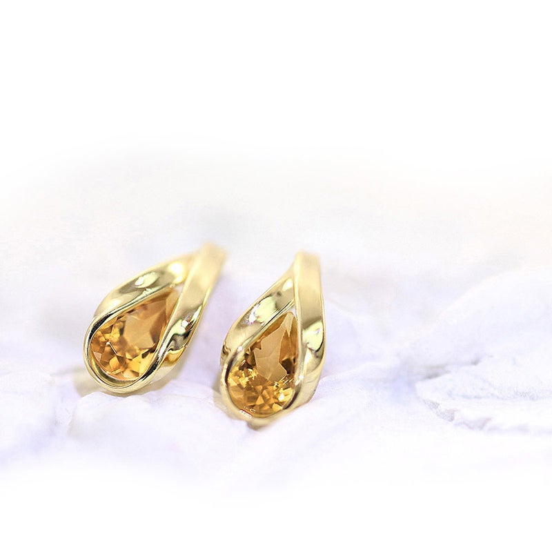 K18YG シトリン ティアドロップ ピアス 11月誕生石_03