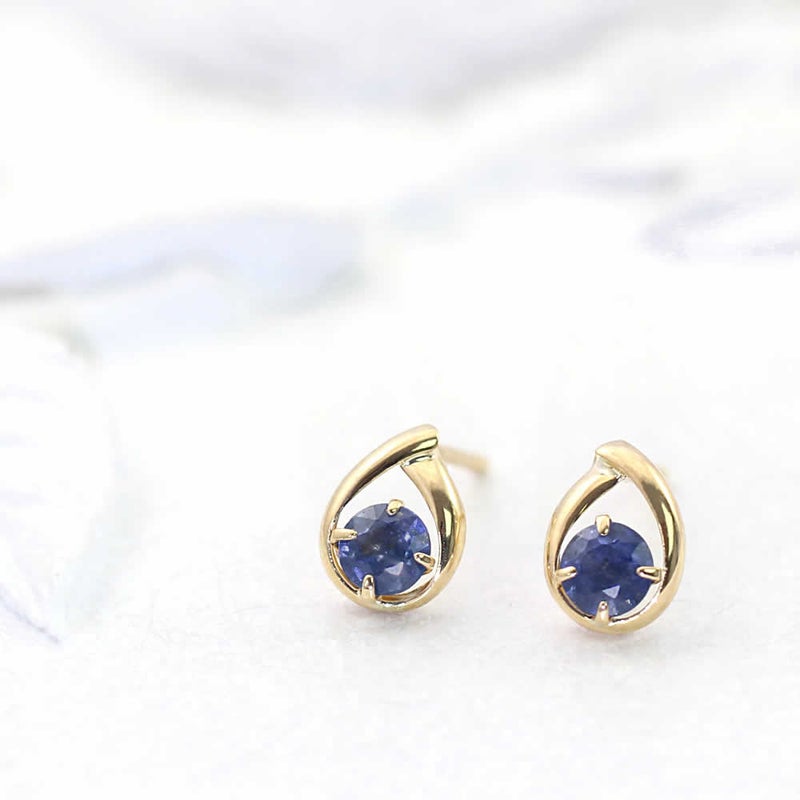 K18YG サファイア ティアドロップピアス 9月の誕生石_02