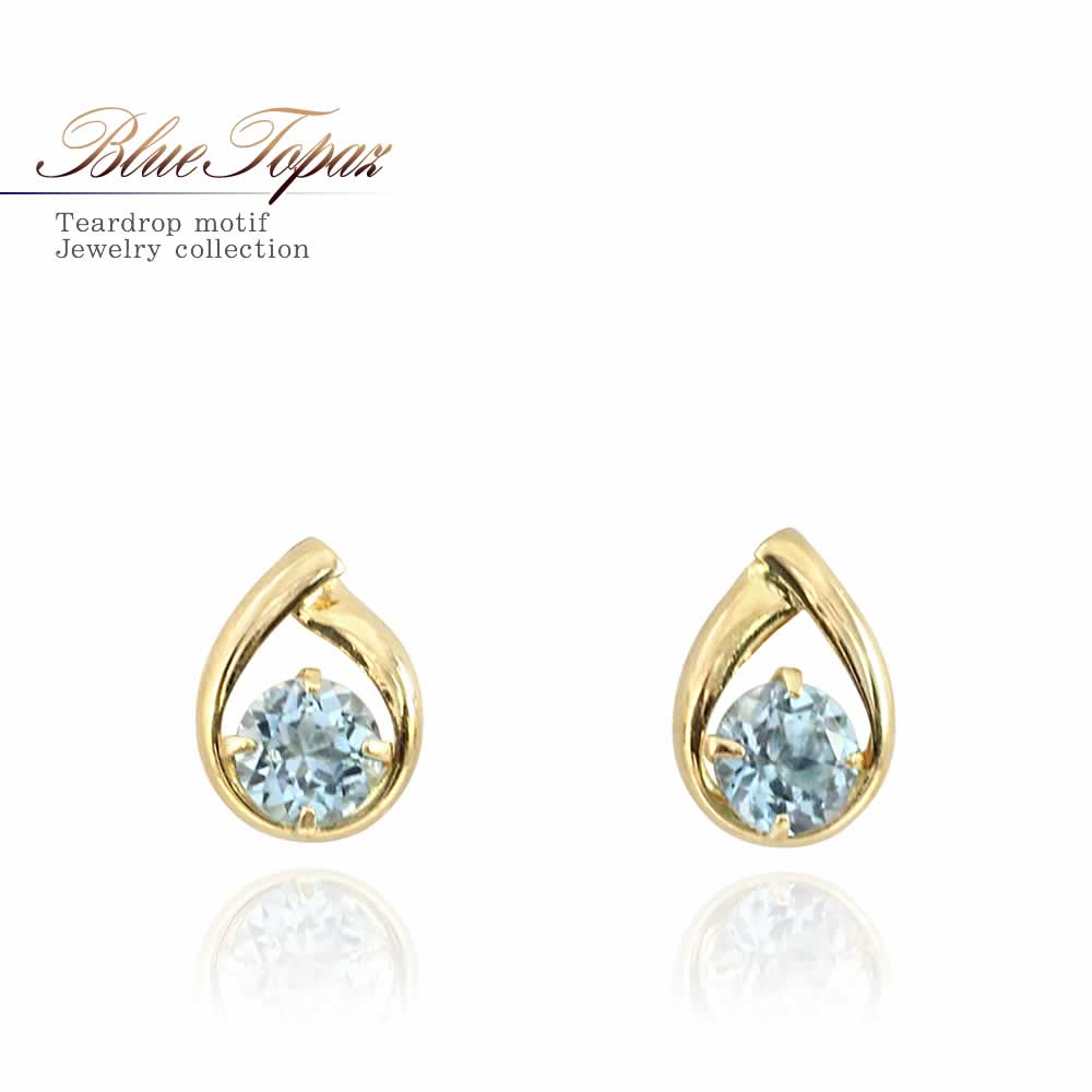 K18YG ブルートパーズ ピアス 11月の誕生石_01