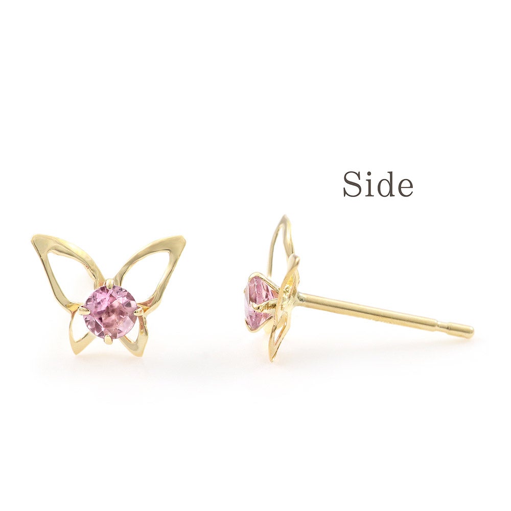 K18YG ピンクトルマリン バタフライ ピアス  10月 誕生石_09