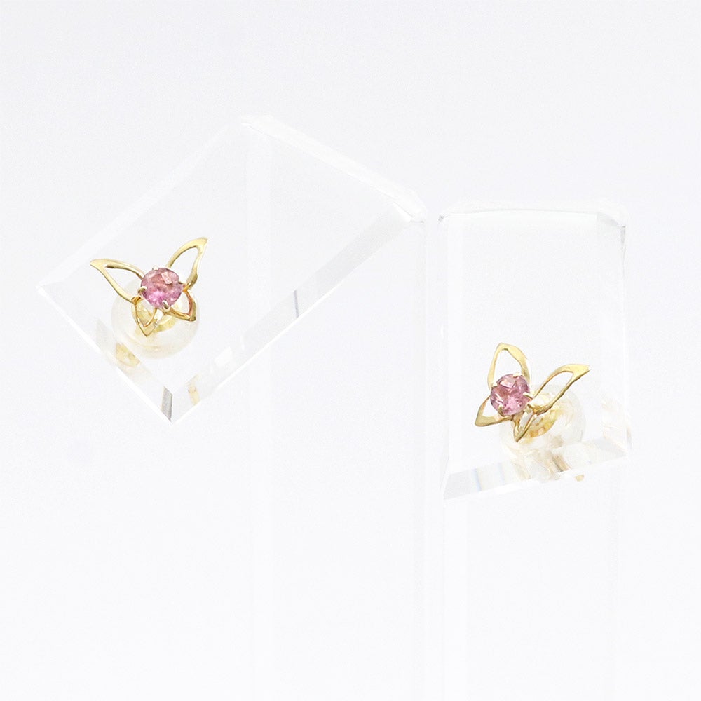 K18YG ピンクトルマリン バタフライ ピアス  10月 誕生石_13