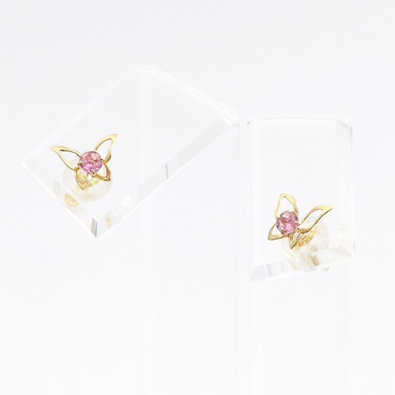 K18YG ピンクトルマリン バタフライ ピアス  10月 誕生石_13
