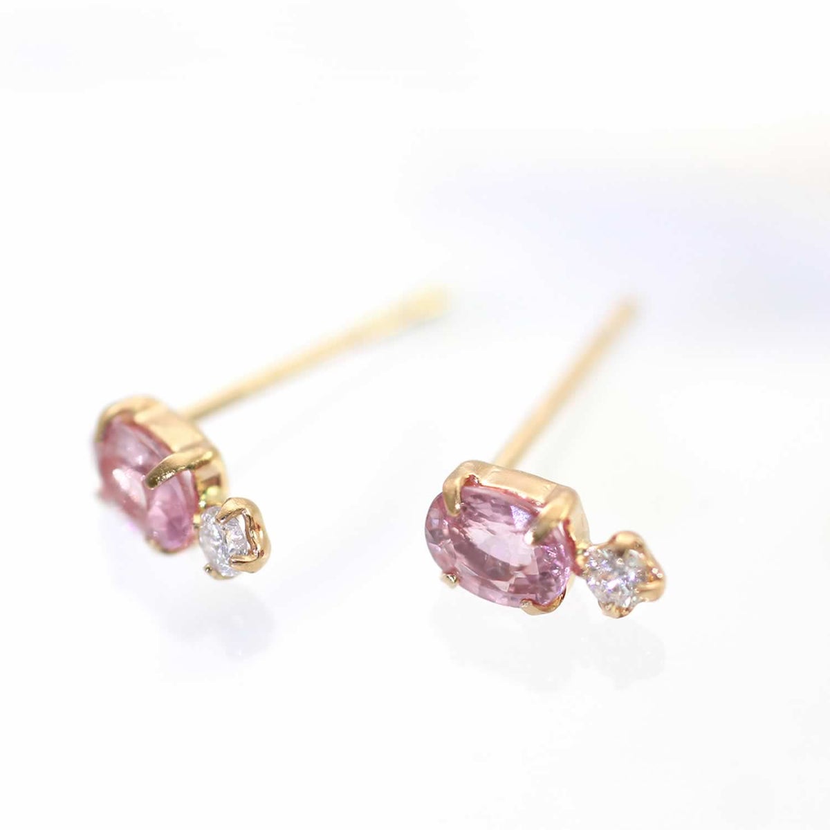 K18PG ピンクサファイア＆ダイヤモンド ピアス  9月 誕生石_03