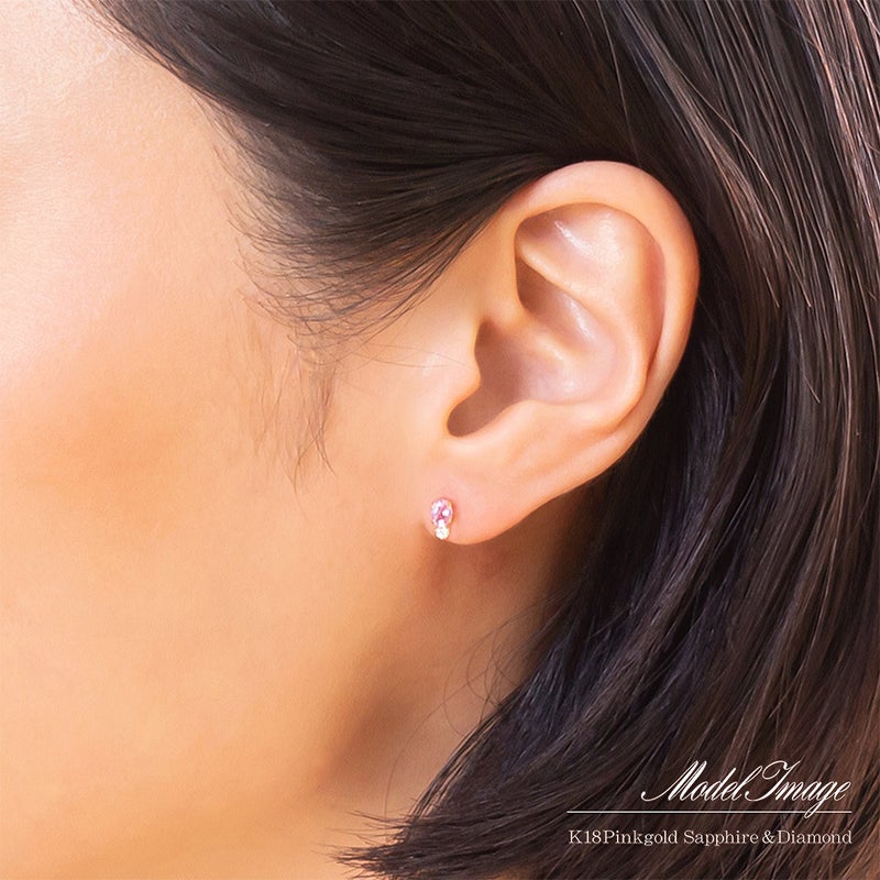 K18PG ピンクサファイア＆ダイヤモンド ピアス  9月 誕生石_04