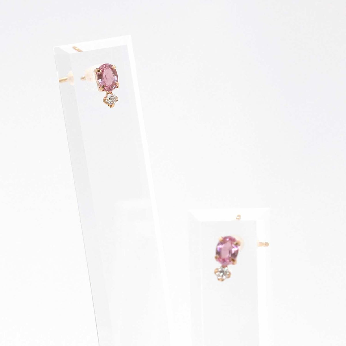 K18PG ピンクサファイア＆ダイヤモンド ピアス  9月 誕生石_05