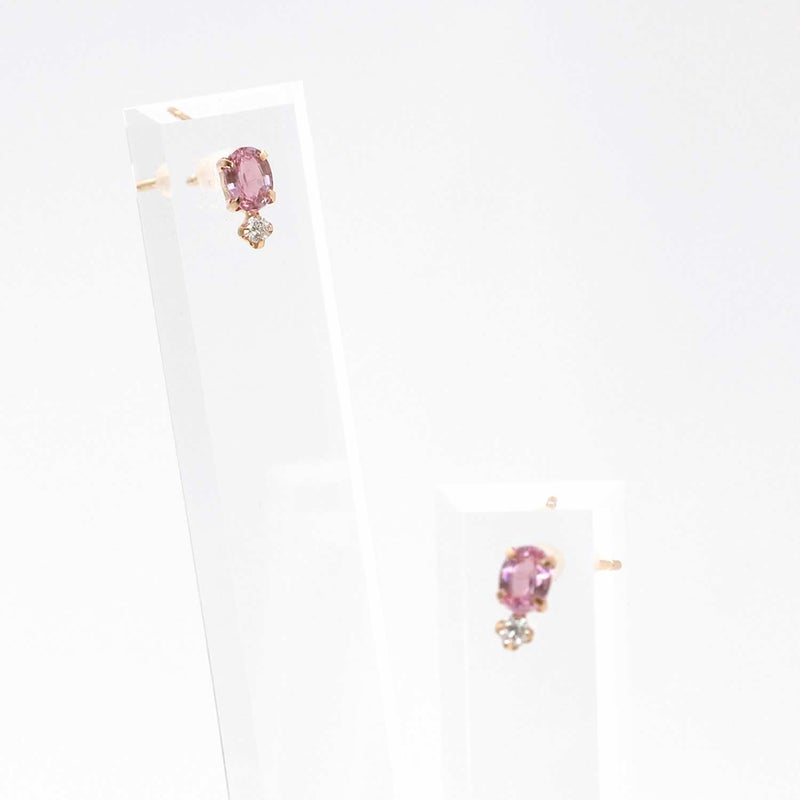 K18PG ピンクサファイア＆ダイヤモンド ピアス  9月 誕生石_05