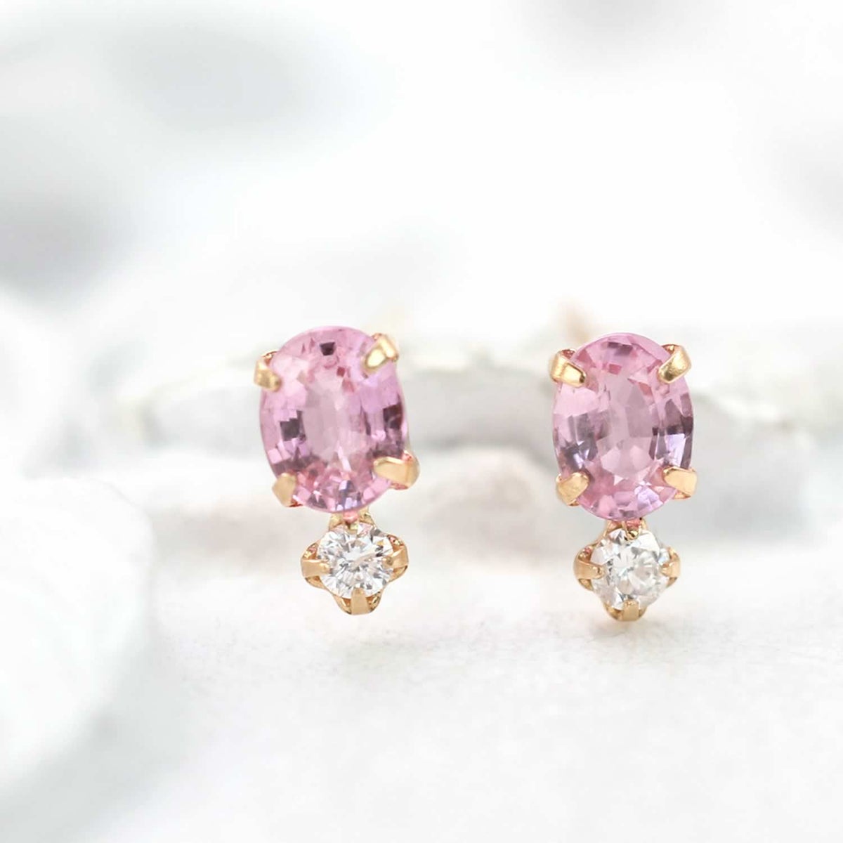 K18PG ピンクサファイア＆ダイヤモンド ピアス  9月 誕生石_09